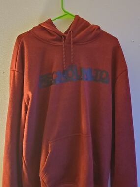 Ecko Unlimited Men's Rust Red Hoodie with Navy Logo
